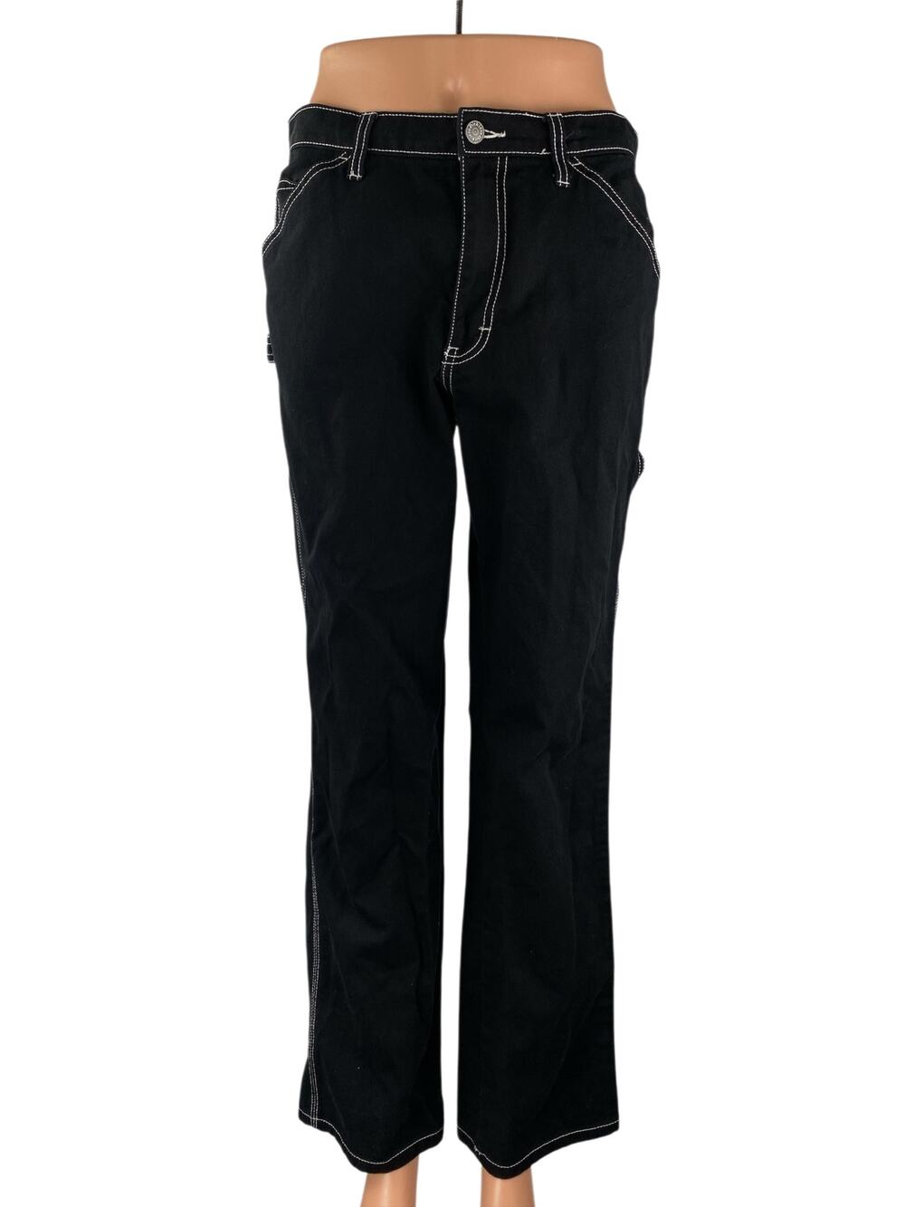 Dickies Carpenter Women's Black High Waisted Straight Leg Cargo Denim Jeans Sz 5